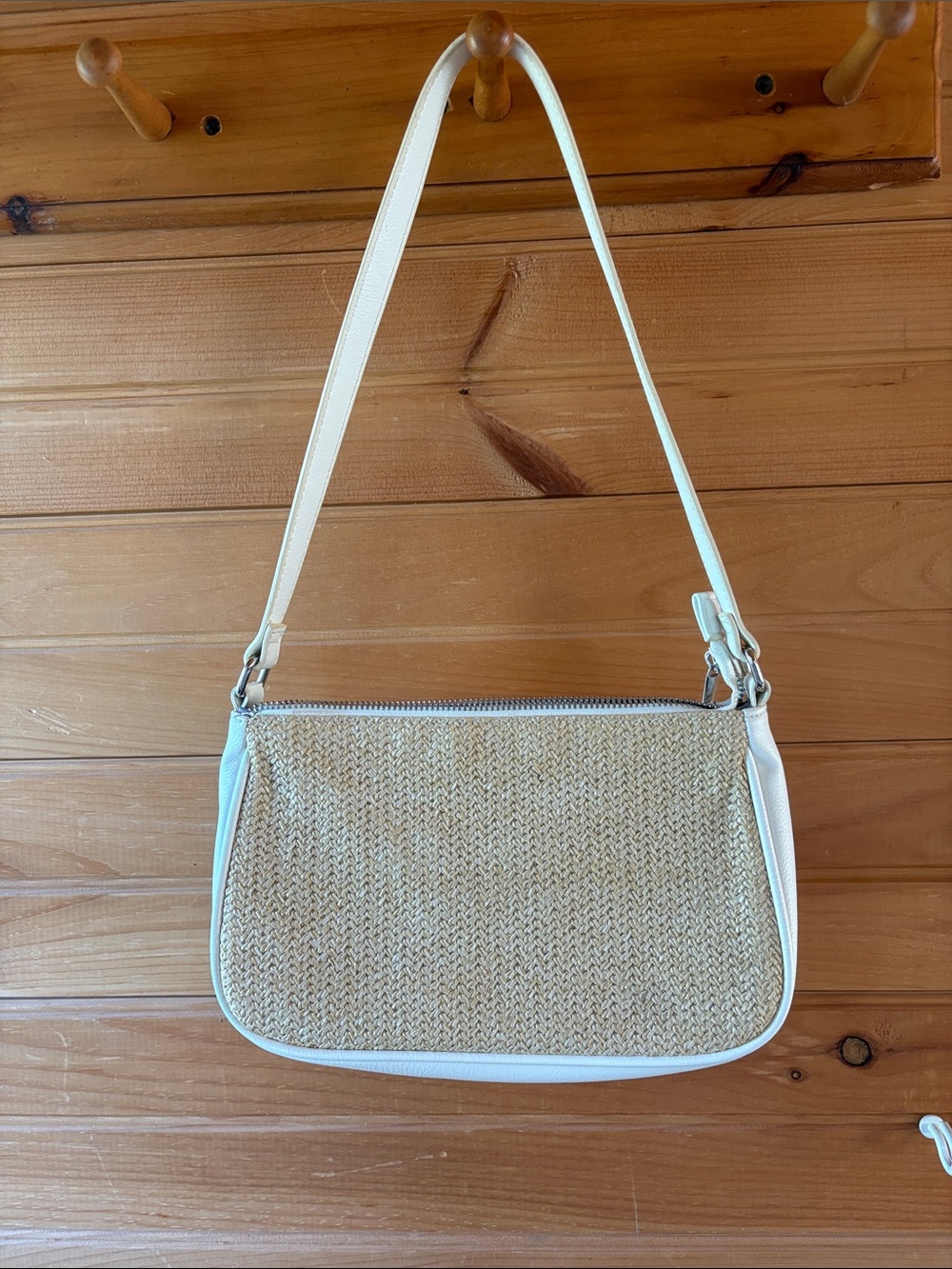 wild fable Straw Shoulder Bag with White Trim
